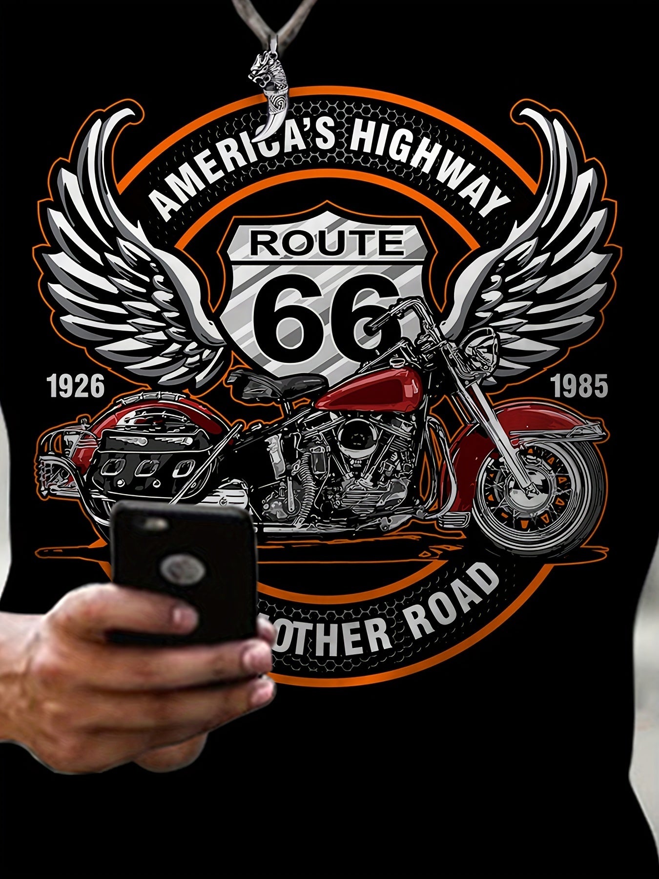 Men's Route 66 Motorcycle Printed Short Sleeve Graphic T-shirt