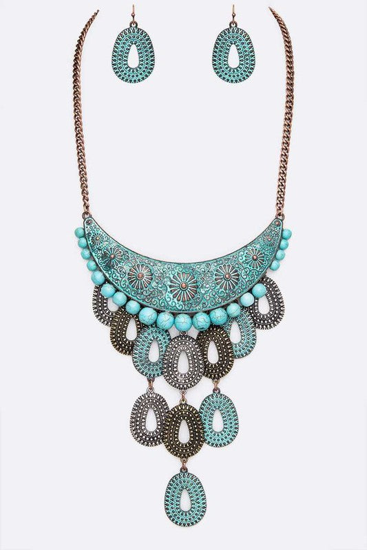 Women's Western Statement Necklace & Earring Jewelry Set