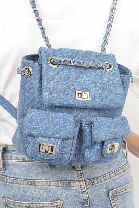 Denim Fashion Small School Backpack