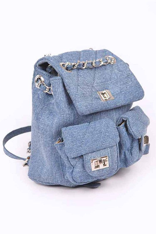 Denim Fashion Small School Backpack