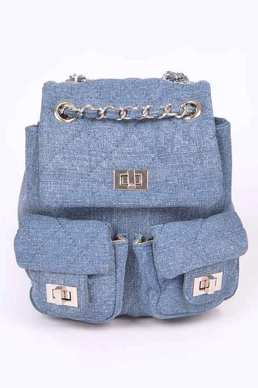 Denim Fashion Small School Backpack