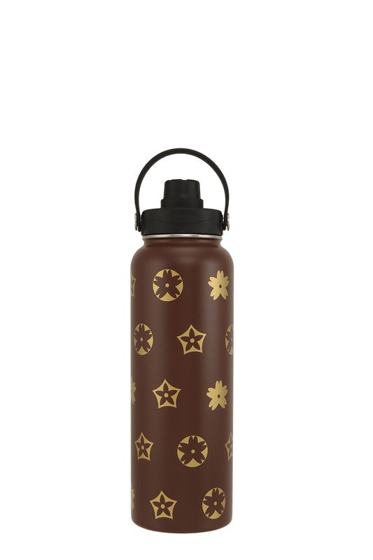 Brown 40oz Geometric Print Travel Tumbler