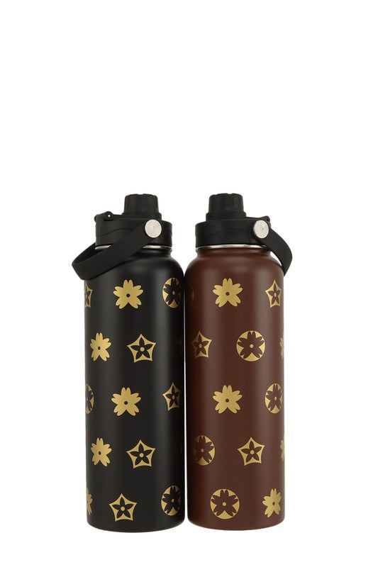 Brown 40oz Geometric Print Travel Tumbler