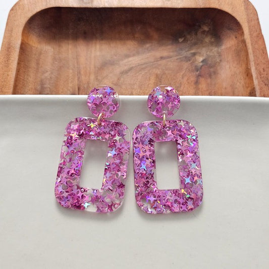 Women's Pink Glitter Margot  Earrings