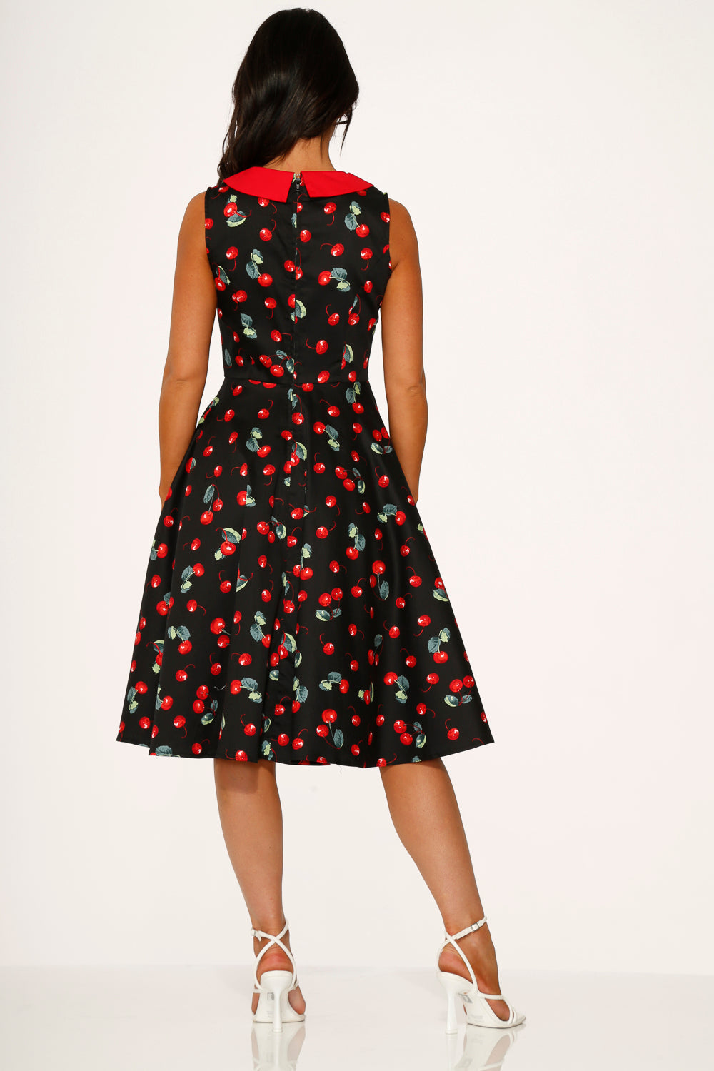 Black Red Cherry Swing Dress
