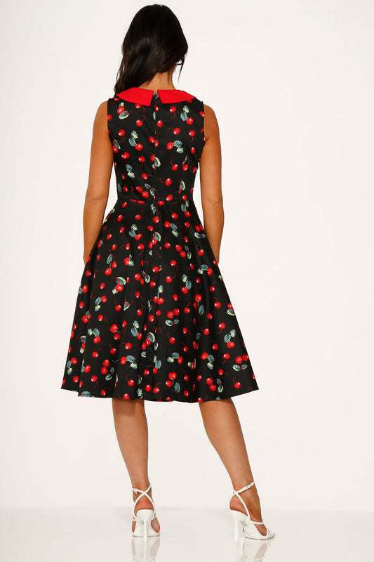 Black Red Cherry Swing Dress