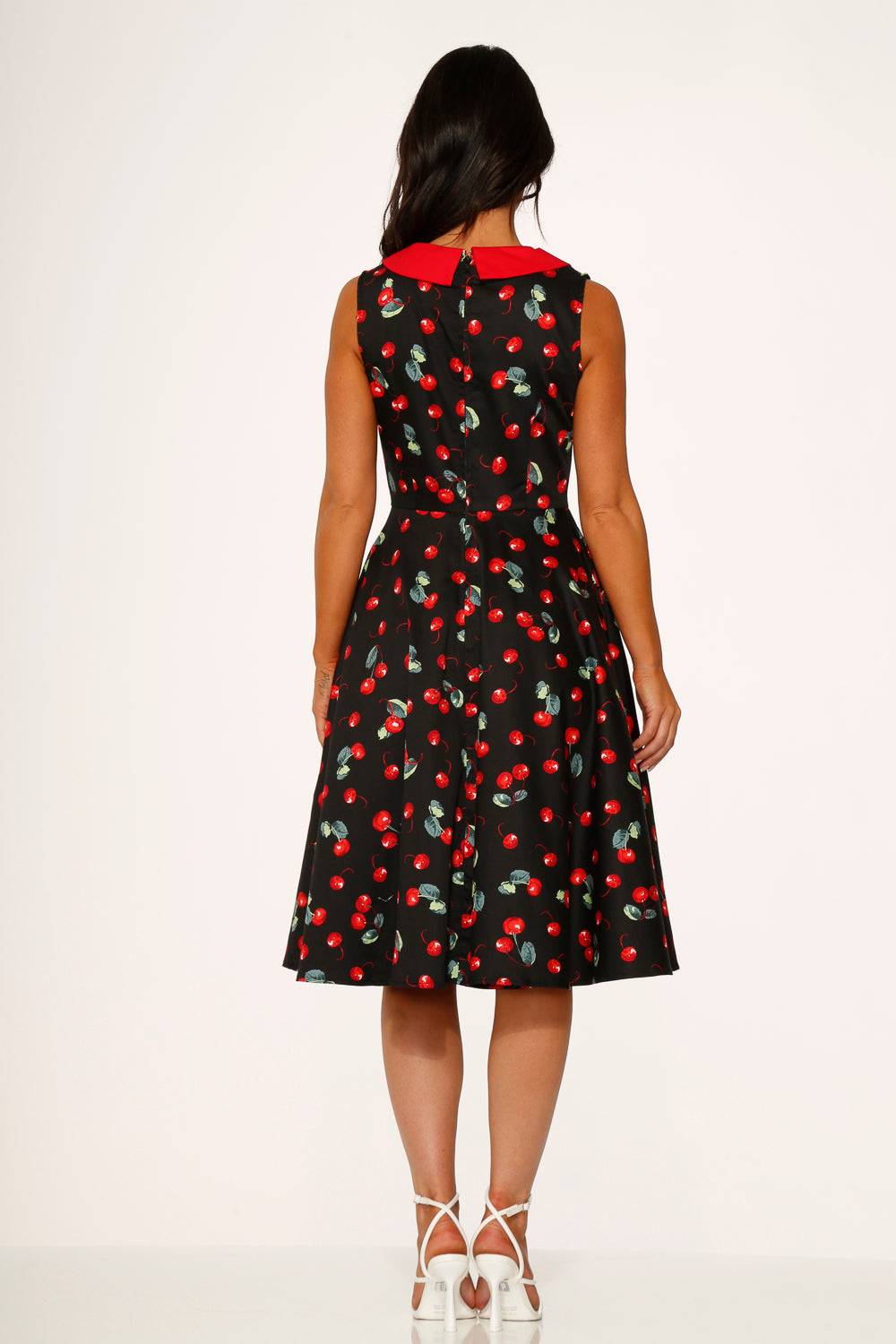 Black Red Cherry Swing Dress
