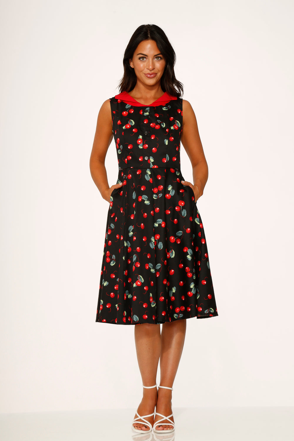 Black Red Cherry Swing Dress