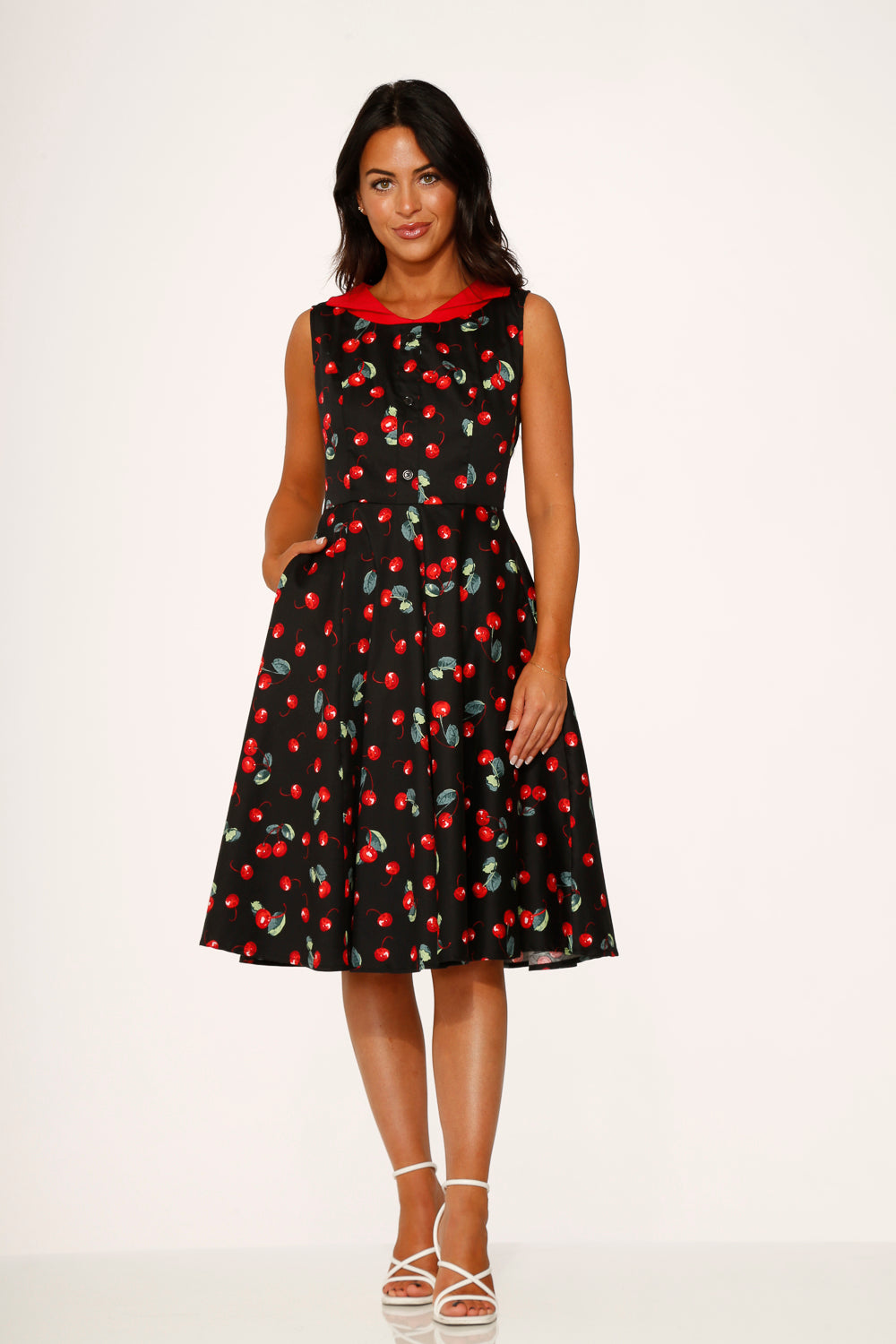 Black Red Cherry Swing Dress