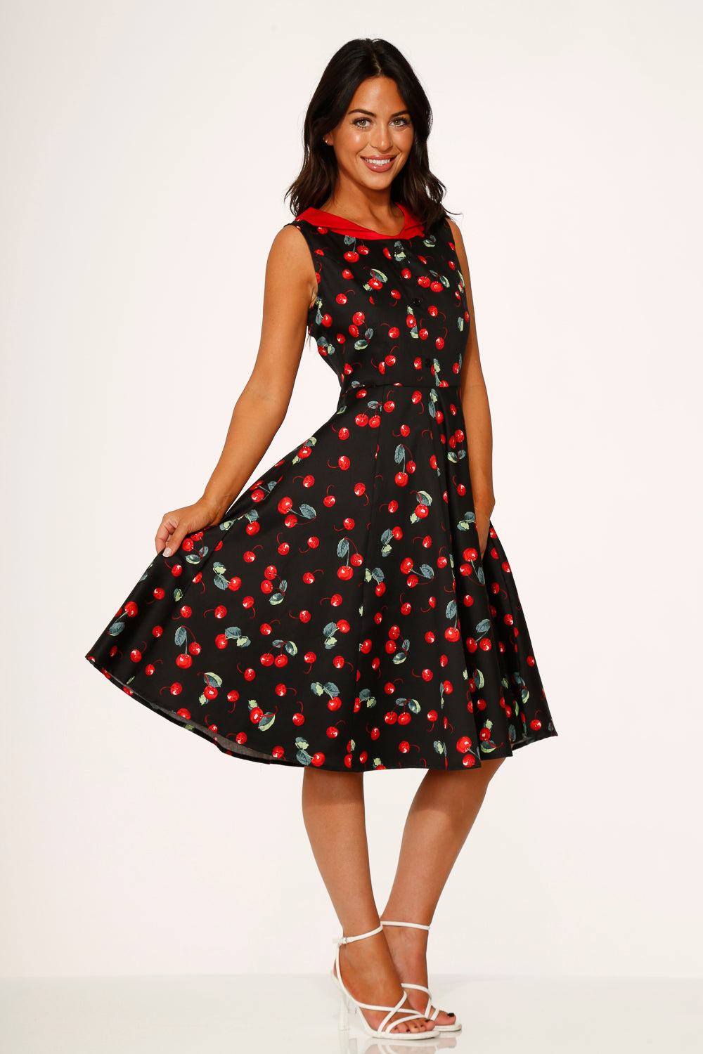 Black Red Cherry Swing Dress