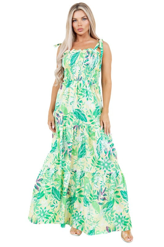 Women's Ruffled Floral Sleeveless Summer Maxi Dress