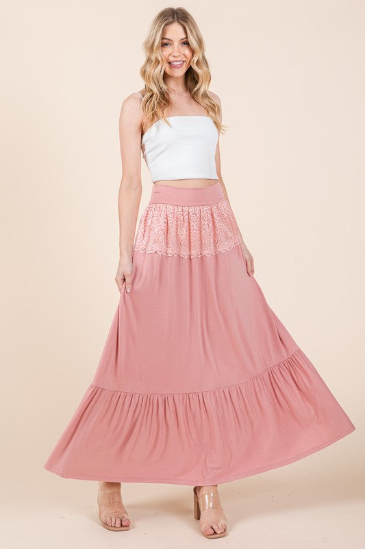 Women's Lace Detailed Ruffle Skirt