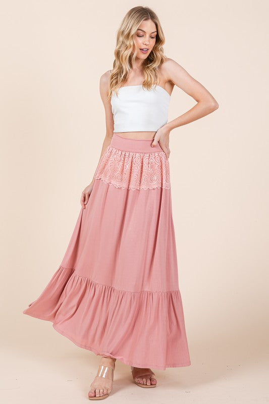 Women's Lace Detailed Ruffle Skirt