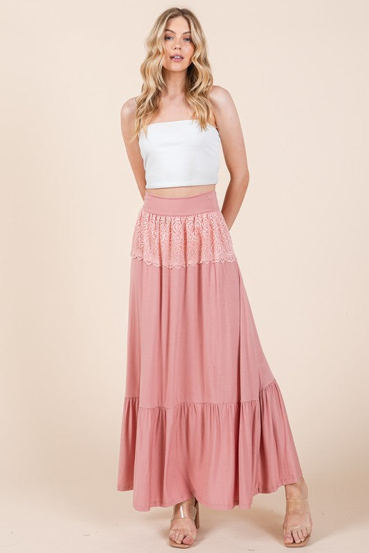 Women's Lace Detailed Ruffle Skirt