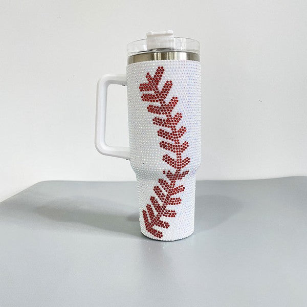 Studded Sports Sewn Seam 40 oz Tumbler with Handle and Lid