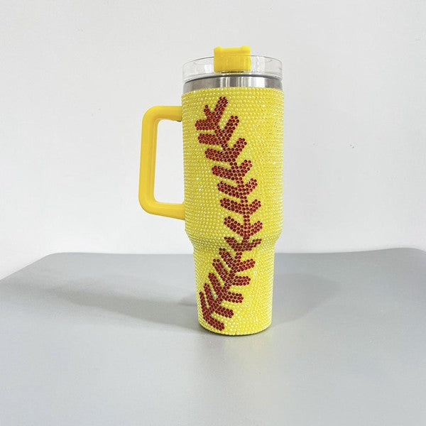 Studded Sports Sewn Seam 40 oz Tumbler with Handle and Lid