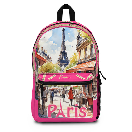 Parisian Street Art Backpack, Trendy School Bag, Travel Backpack, Vibrant Paris Design Bookbag, Unique Gift for Students