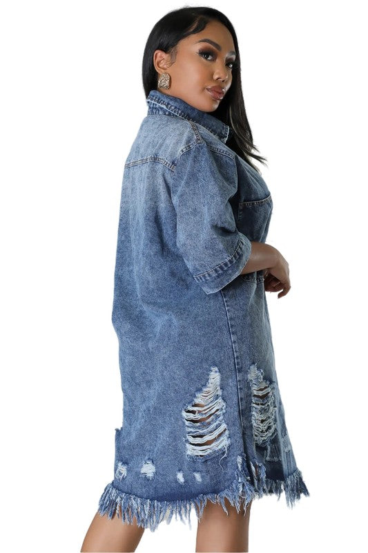 Women's Fashion Knee Length Denim Dress