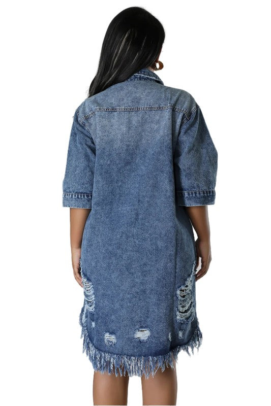 Women's Fashion Knee Length Denim Dress