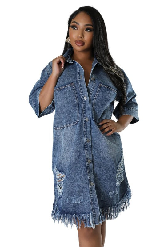 Women's Fashion Knee Length Denim Dress