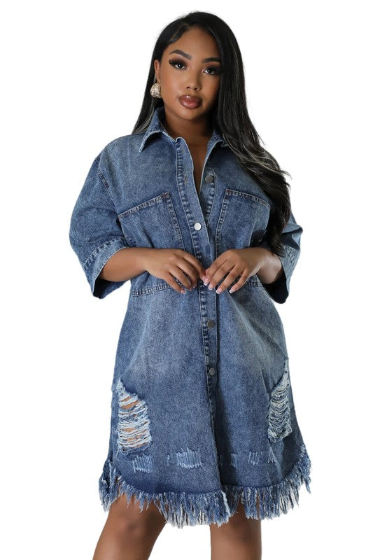 Women's Fashion Knee Length Denim Dress