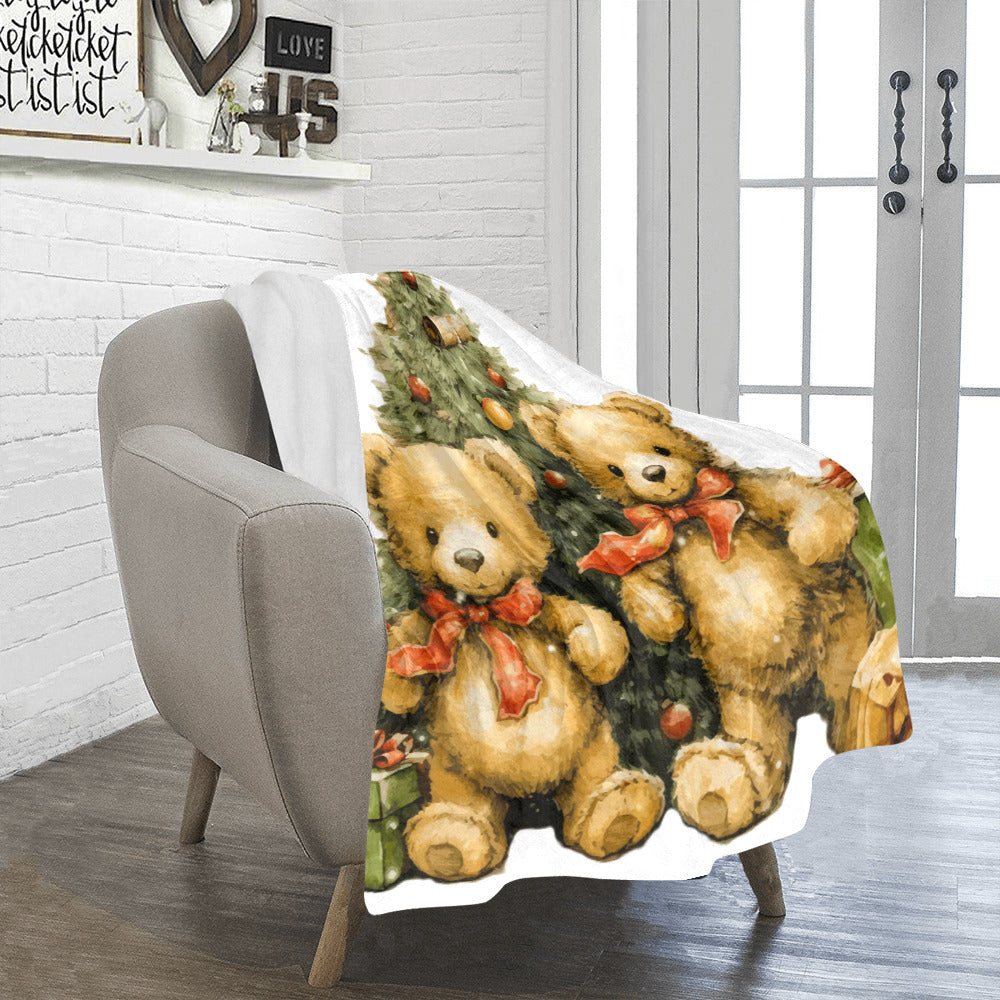 Christmas Teddy Bears Ultra-Soft Micro Fleece Blanket (Made in USA )