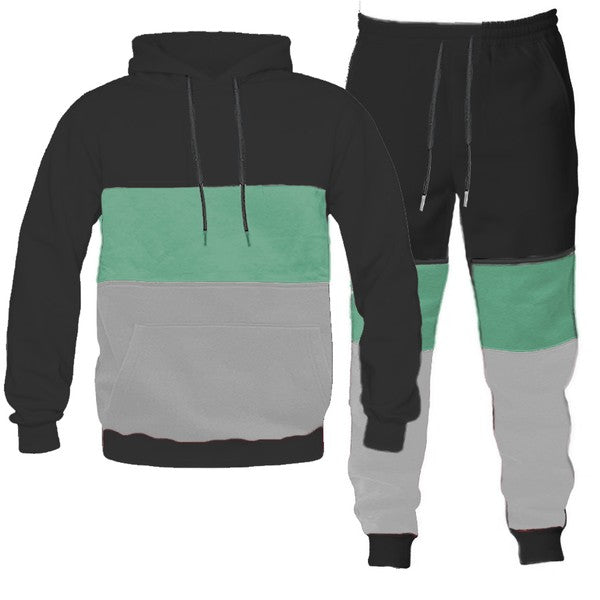 Men's Colorblock 2-piece Track Suit Sweat Set