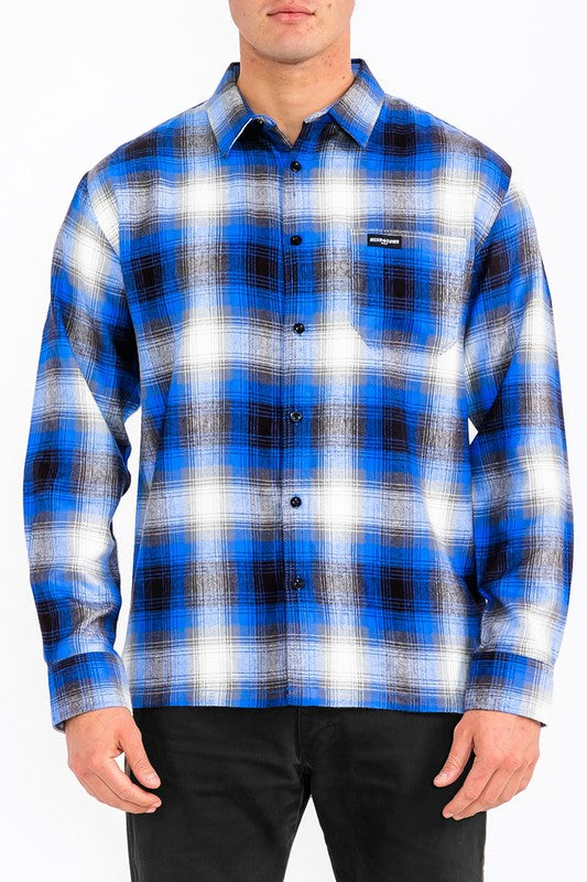 Mens Plaid Long Sleeve Flannel