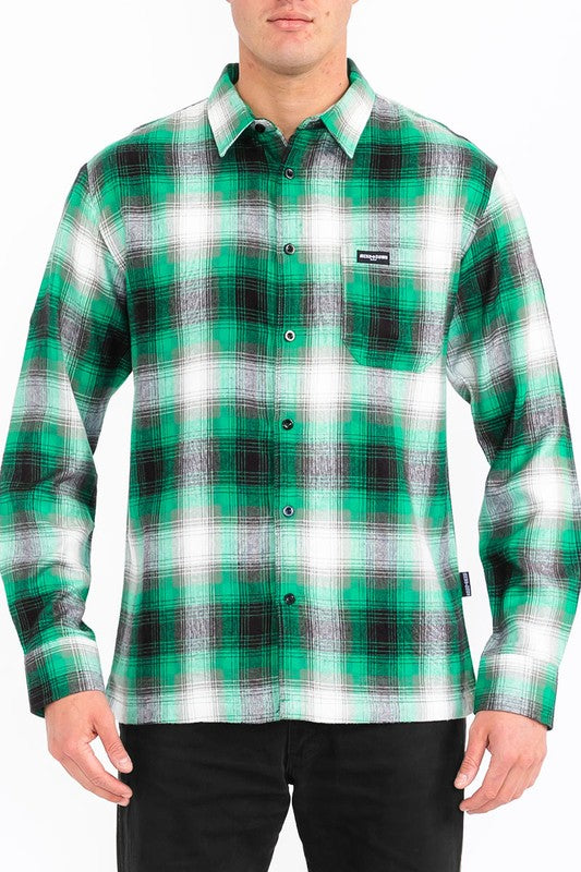 Mens Plaid Long Sleeve Flannel