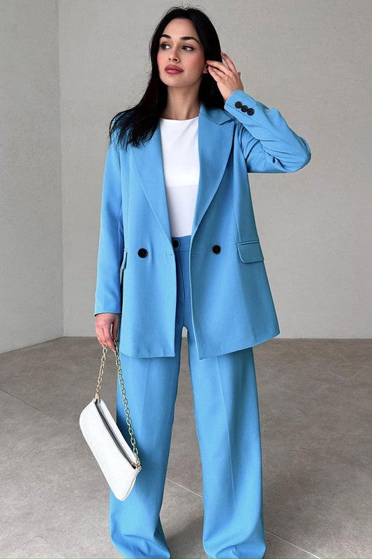 Women's Fashion Pastel Blazer & Pants Suit Set