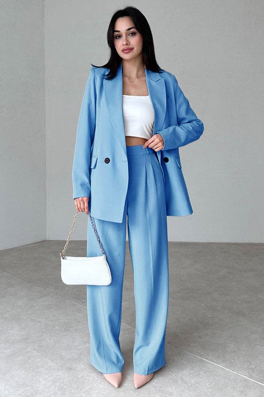 Women's Fashion Pastel Blazer & Pants Suit Set