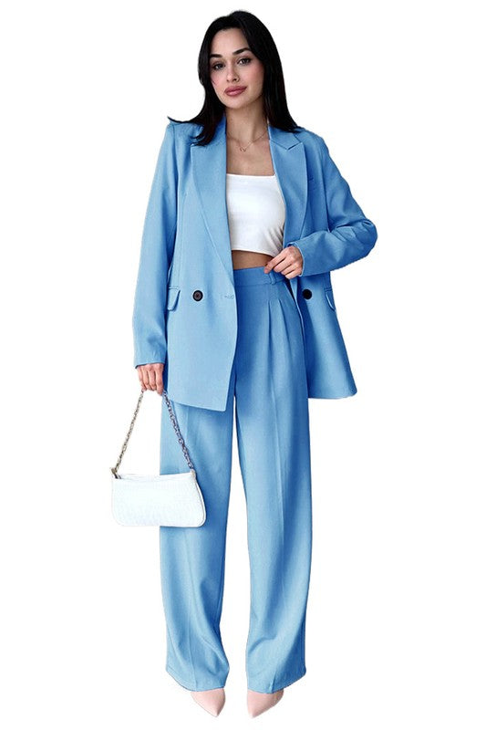 Women's Fashion Pastel Blazer & Pants Suit Set