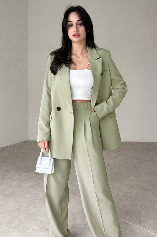 Women's Fashion Pastel Blazer & Pants Suit Set