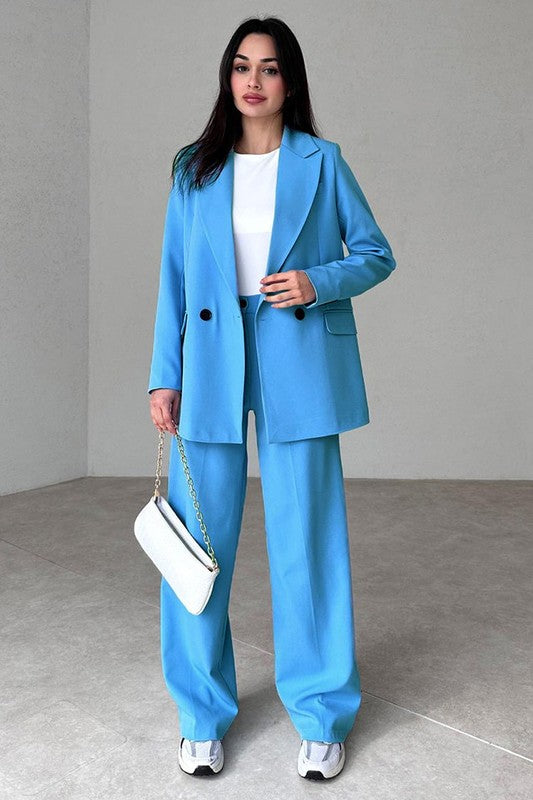 Women's Fashion Pastel Blazer & Pants Suit Set