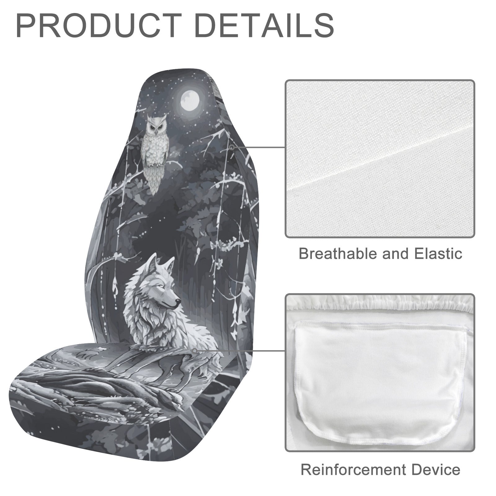 Wolf in Moonlit Forest Car Seat Covers (Set of 2) | Ships from USA
