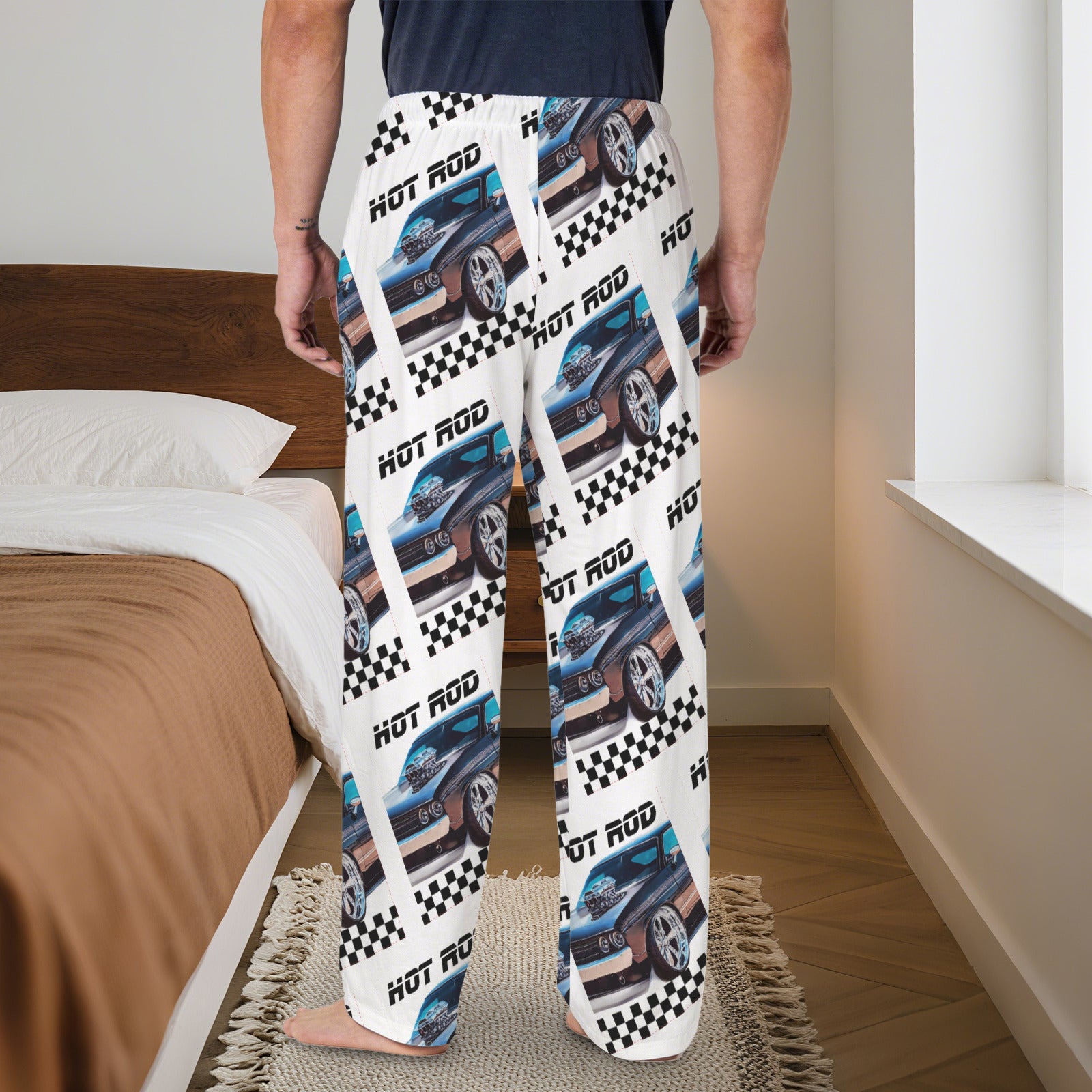 Hot Rod Muscle Car Men's Drawstring Pajama Trousers Without Pockets