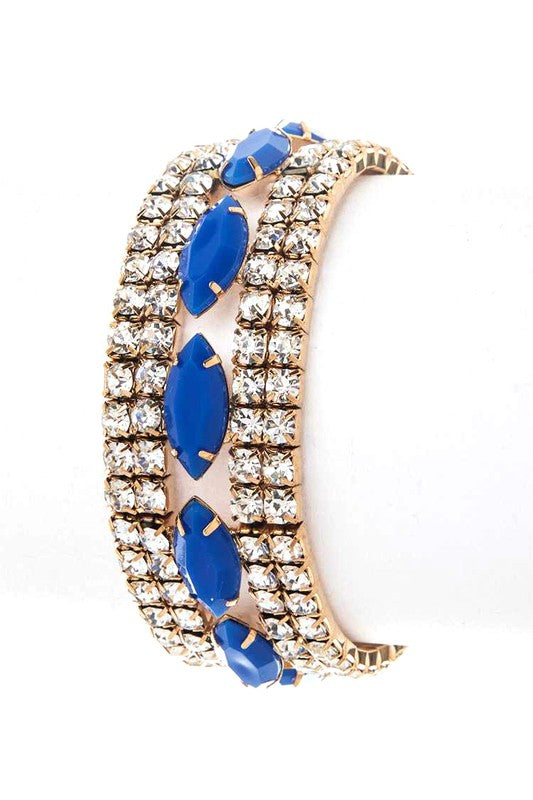 Blue Rhinestone Resin Stretch Bracelet