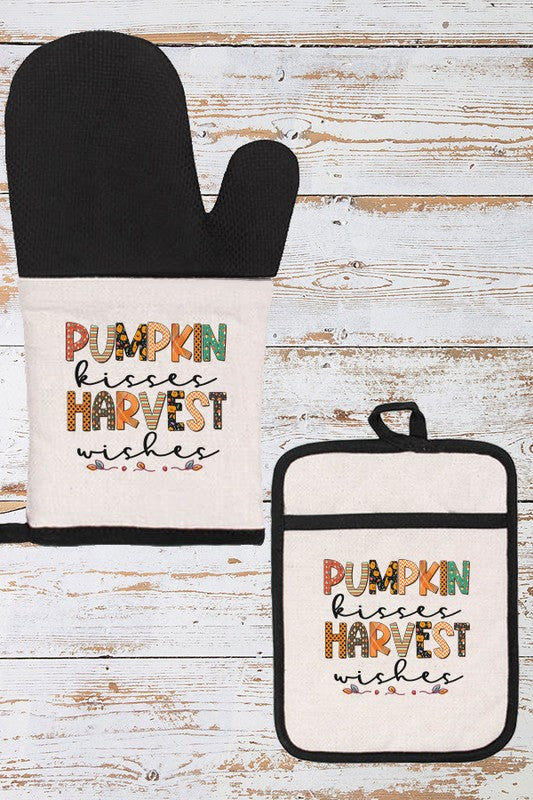 Pumpkin Kisses Harvest Wishes Oven Mitt & Pot Holder