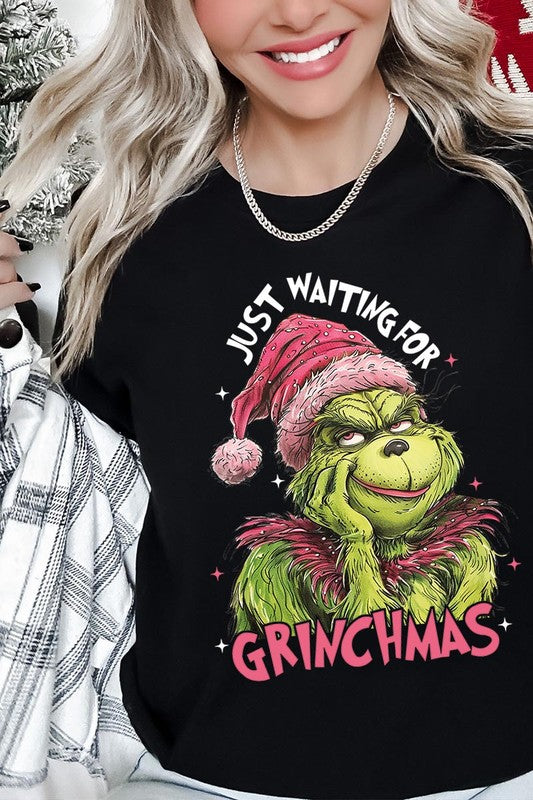 Women's Just Waiting For Grinchmas Graphic T-shirt