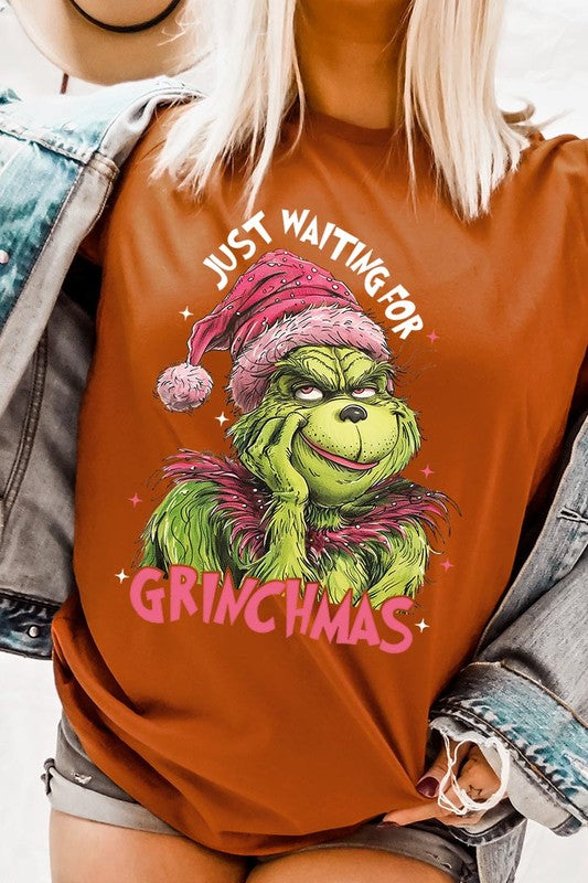 Women's Just Waiting For Grinchmas Graphic T-shirt