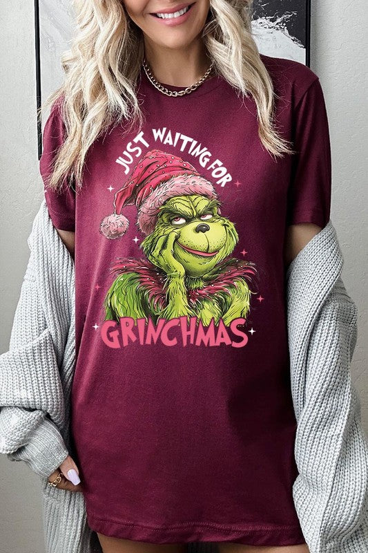 Women's Just Waiting For Grinchmas Graphic T-shirt