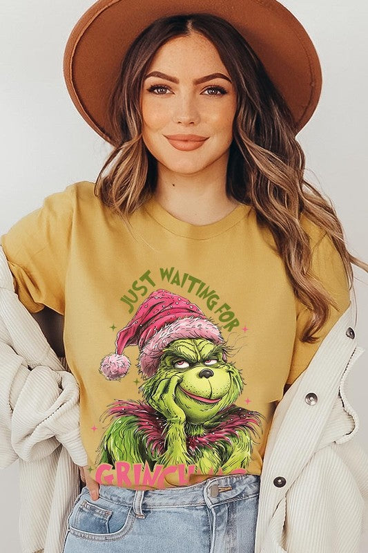 Women's Just Waiting For Grinchmas Graphic T-shirt