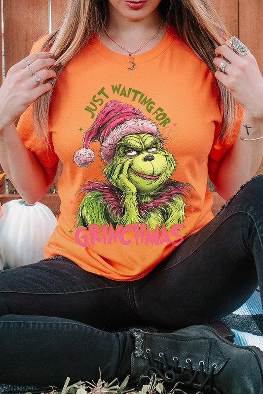 Women's Just Waiting For Grinchmas Graphic T-shirt