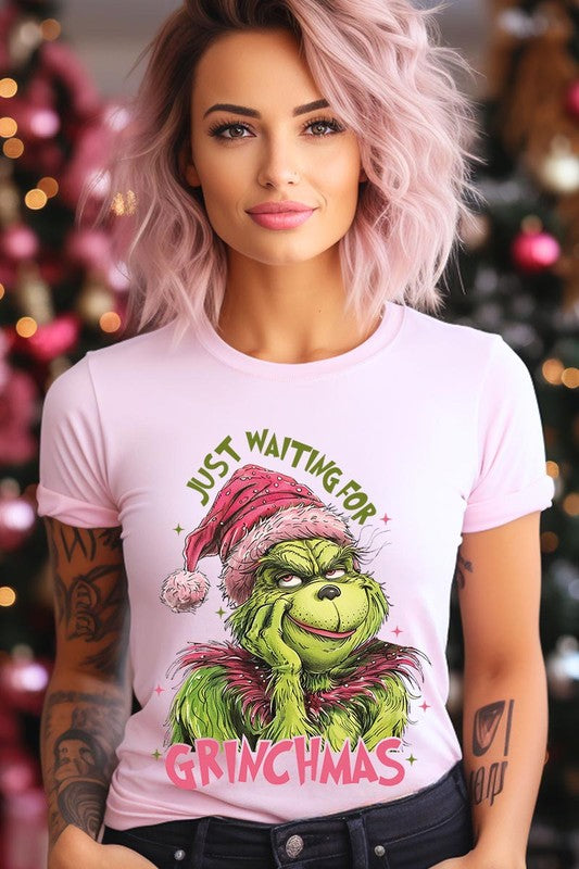 Women's Just Waiting For Grinchmas Graphic T-shirt