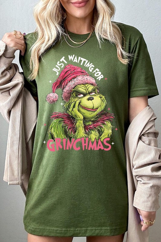 Women's Just Waiting For Grinchmas Graphic T-shirt