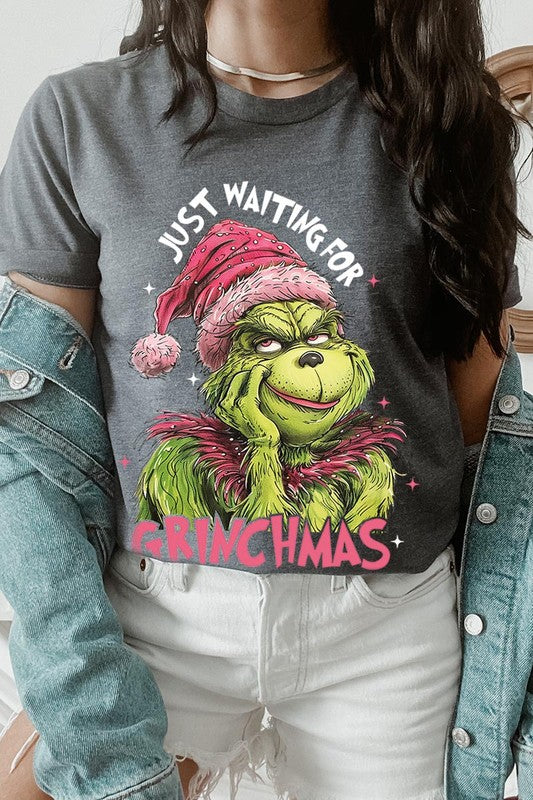 Women's Just Waiting For Grinchmas Graphic T-shirt