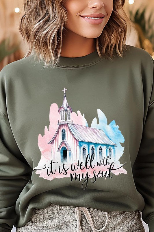 Women's It Is Well With My Soul Graphic Fleece Sweatshirt