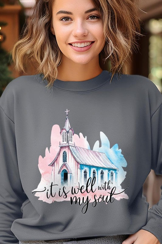 Women's It Is Well With My Soul Graphic Fleece Sweatshirt