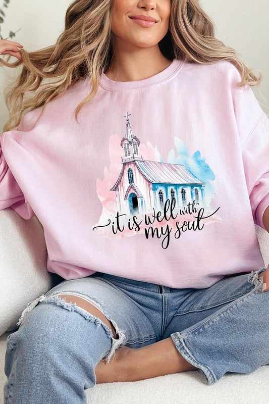 Women's It Is Well With My Soul Graphic Fleece Sweatshirt