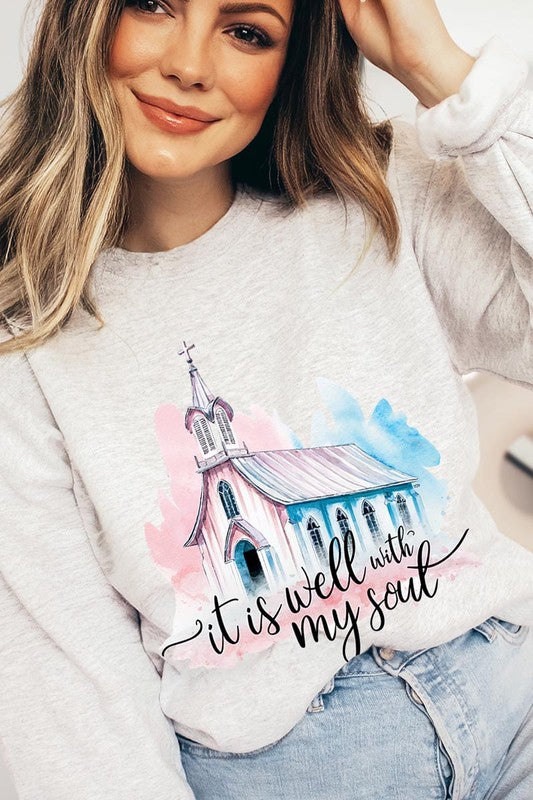 Women's It Is Well With My Soul Graphic Fleece Sweatshirt